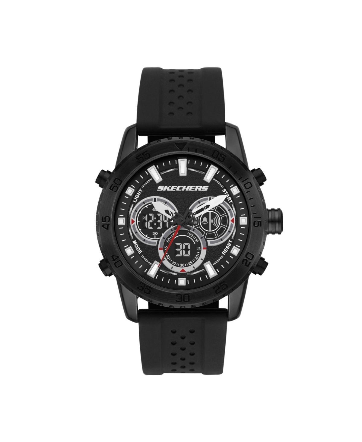 Skechers Truxton Mens 45mm Analog-Digital Watch, Black - Black Product Image