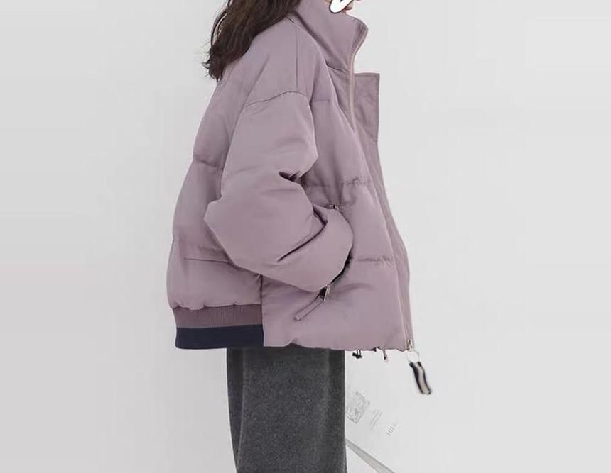 Stand Collar Plain Oversized Puffer Jacket Product Image