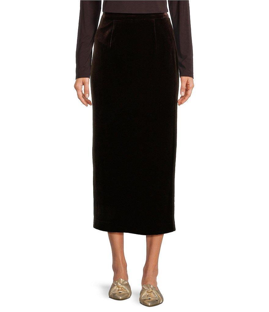 Alex Marie Kennedy Stretch Velvet High Rise Sheath Pencil Midi Coordinating Skirt Product Image