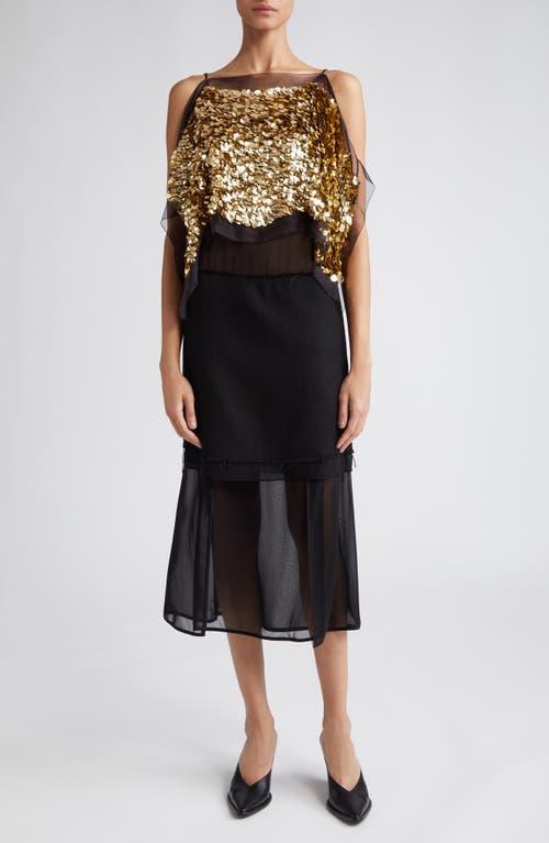 Proenza Schouler Metallic Paillette Bodice Sleeveless Silk Midi Dress Product Image