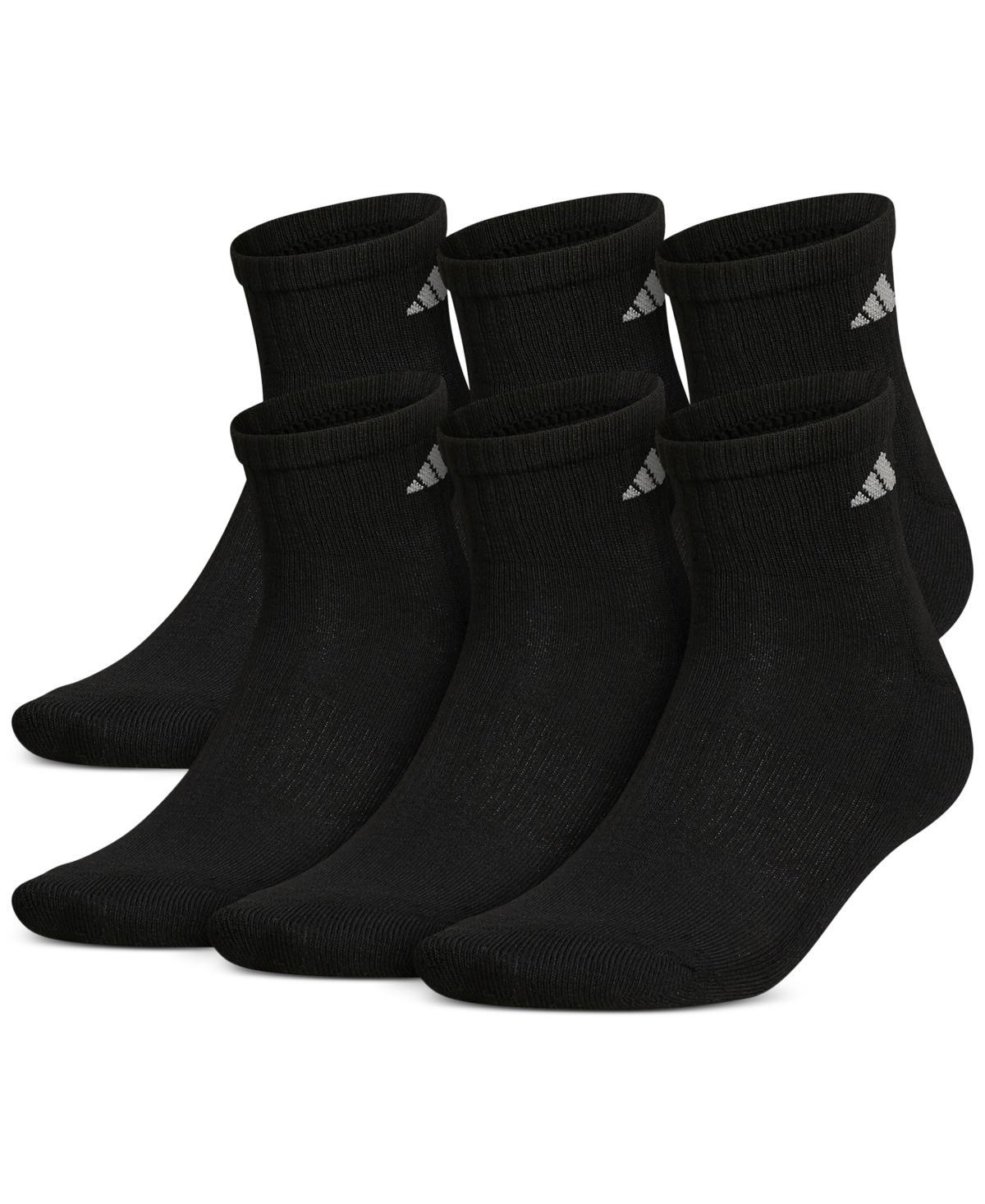 adidas Mens adidas Athletic 6-Pack Cushioned Quarter Socks - Mens White/Black Product Image