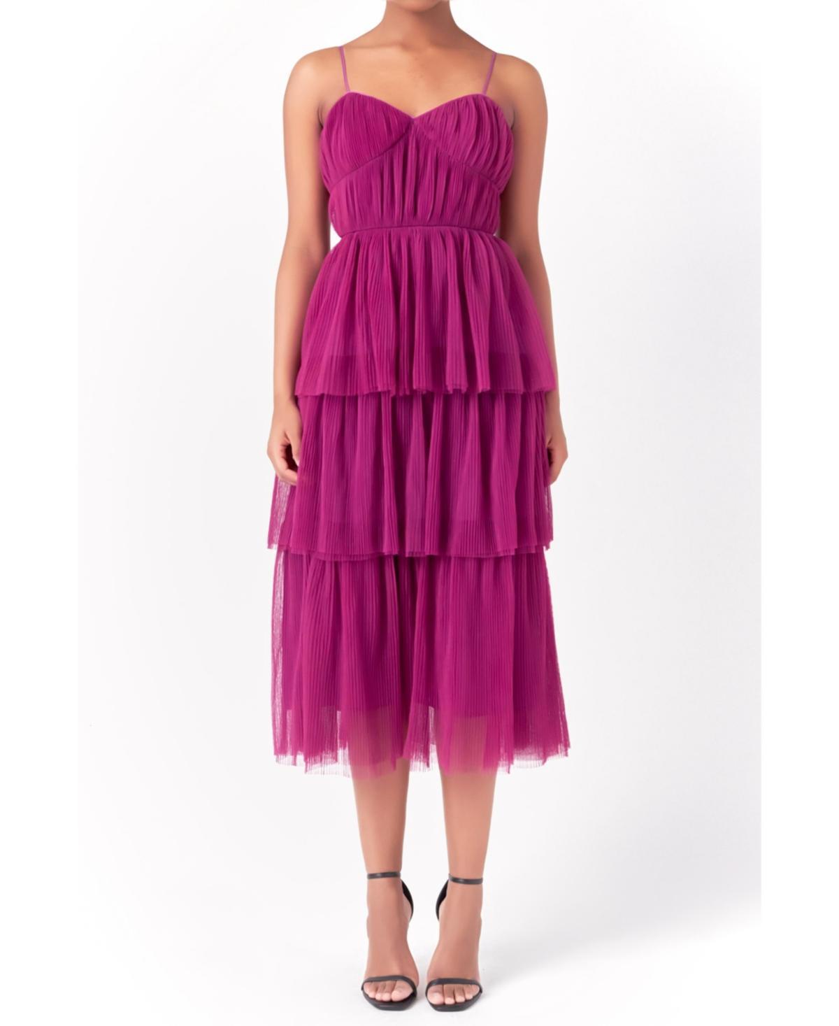 Womens Tulle Tiered Midi Dress Product Image