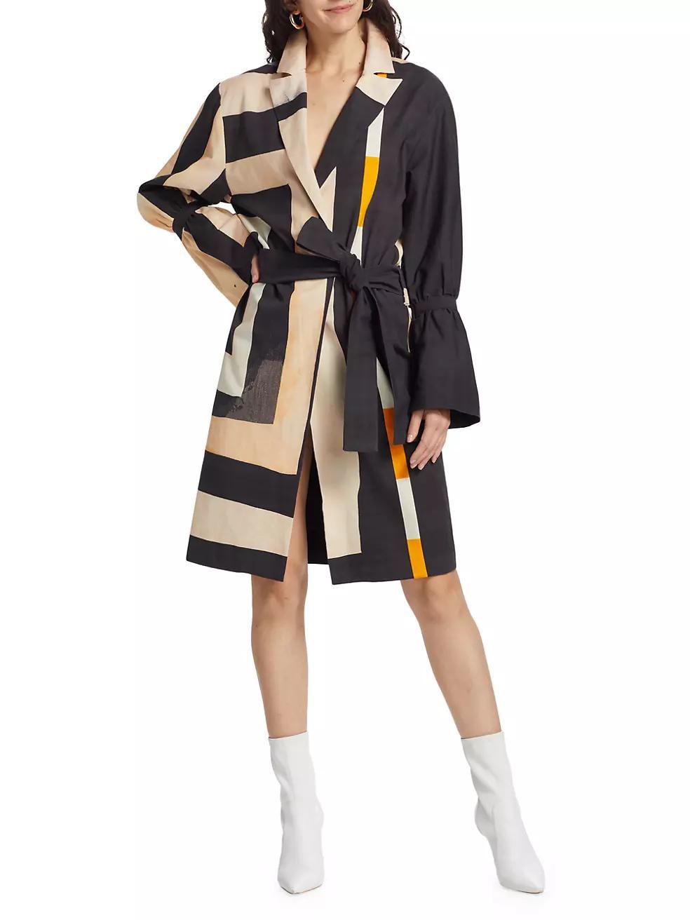 Prelude: Aama Tales Maze Belted Cotton Trench Coat Product Image