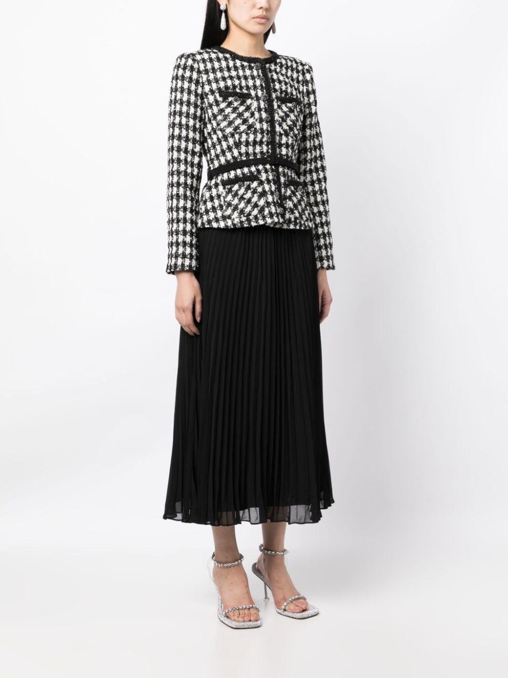 Checked Bouclé And Chiffon Midi Dress In Black Product Image