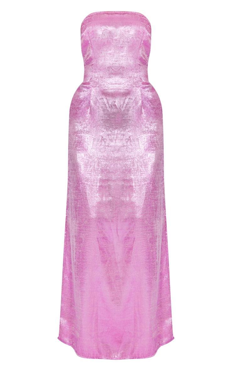 Bright Pink Textured Bandeau Maxi Dress Product Image