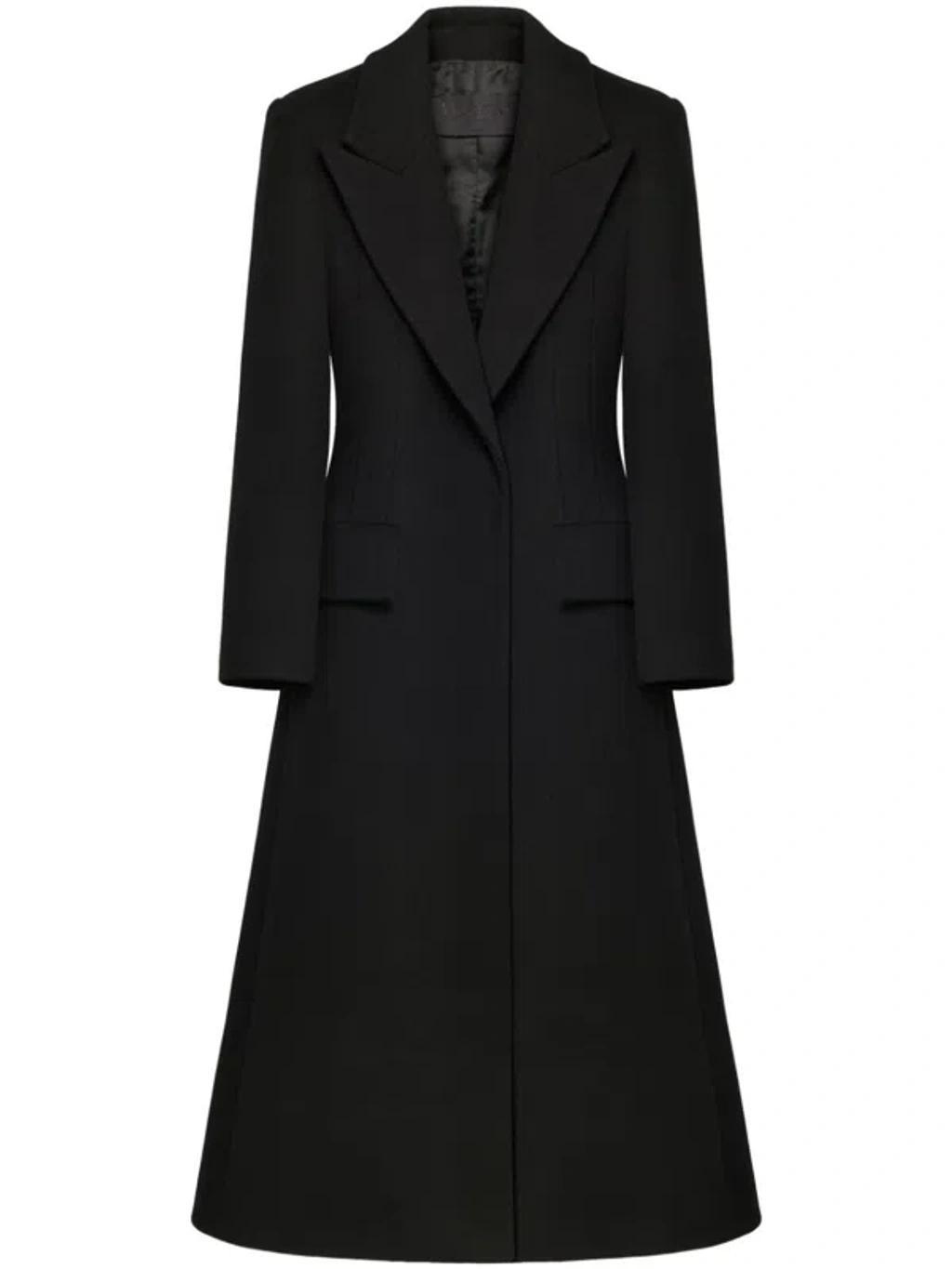 VALENTINO Manteau En Compact Coat Femme Noir 46 In Black Product Image