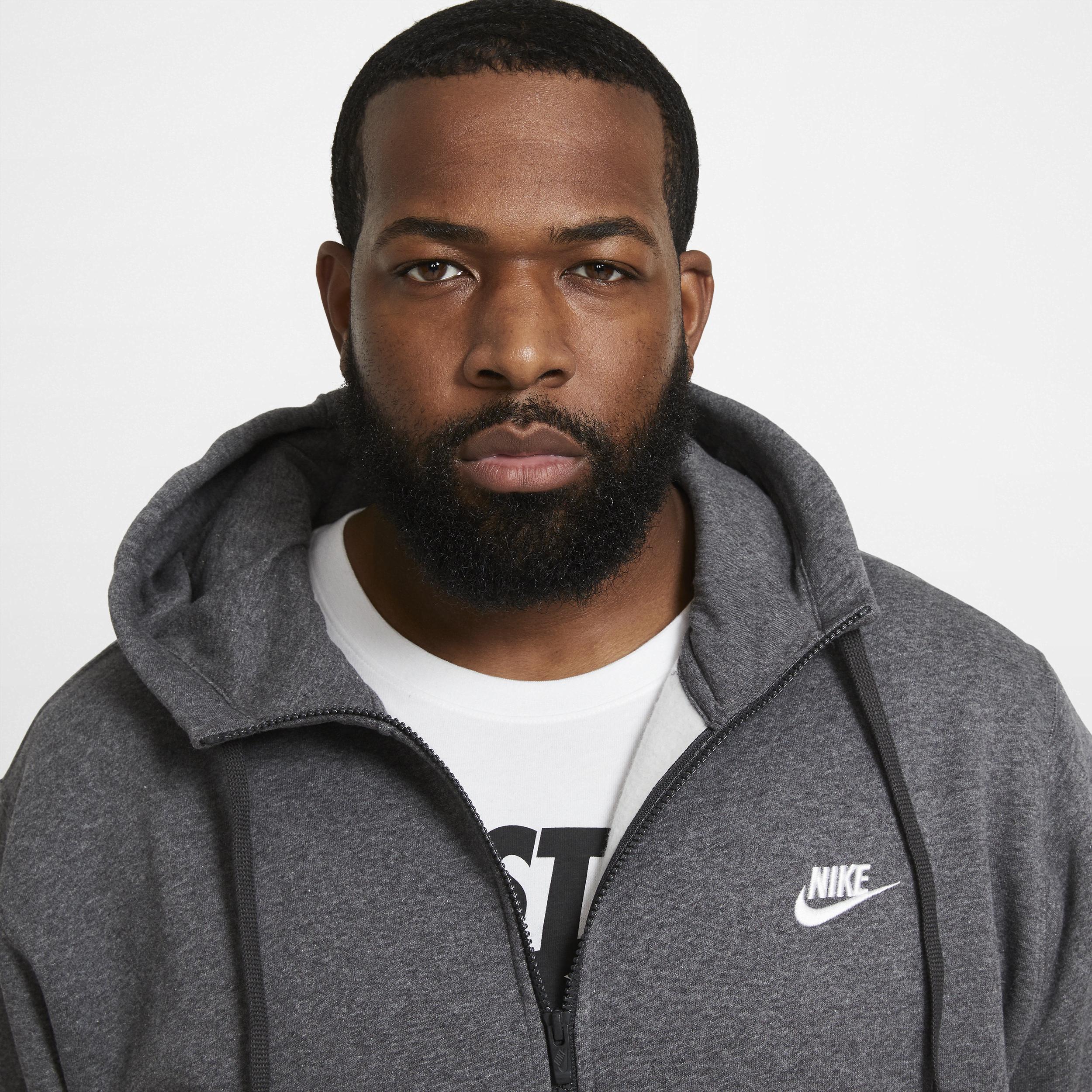 Nike Mens Nike Club Full-Zip Hoodie - Mens Anthracite/Charcoal Heather/White Product Image