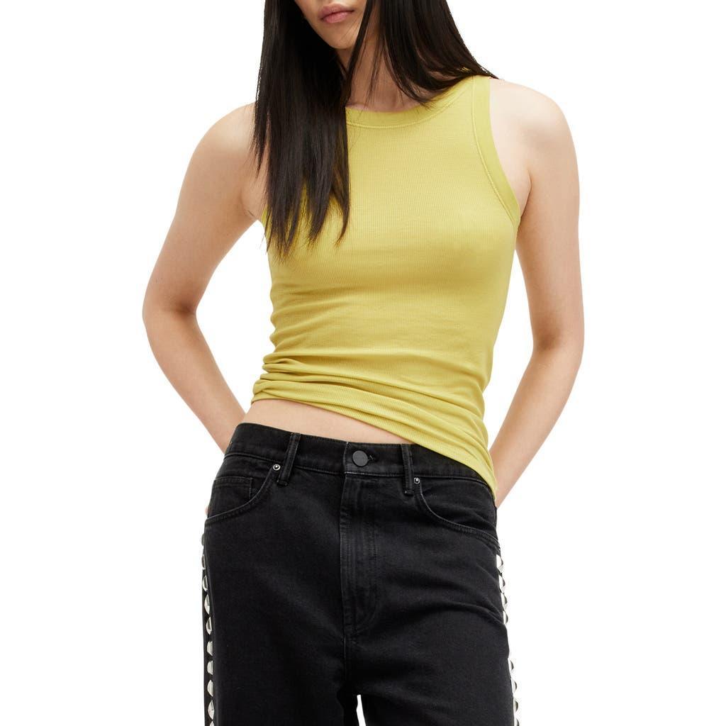 Rina Crew Neck Sleeveless Tank Top In Electric Yellow Product Image