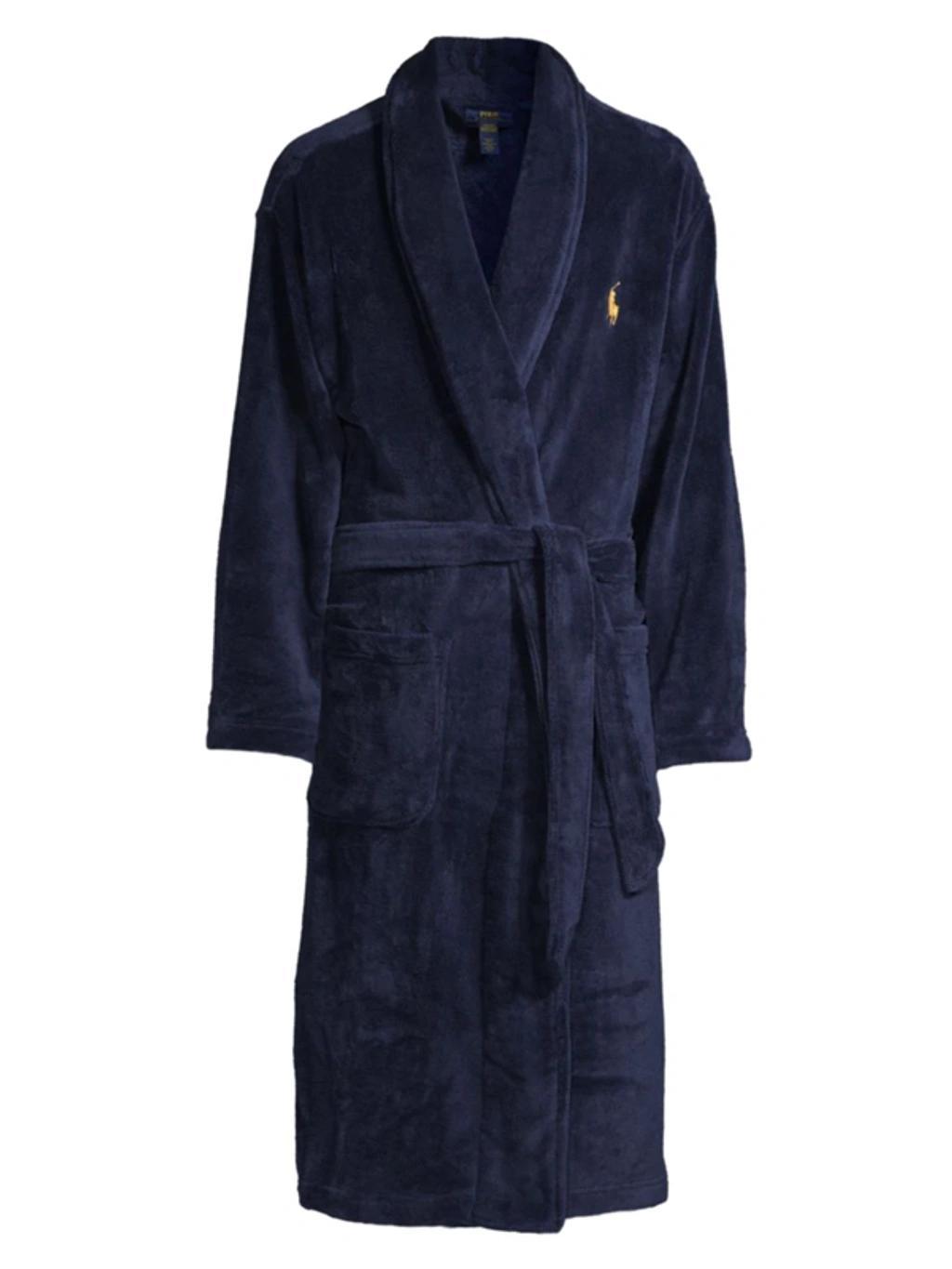 Microfiber Plush Robe In Navy, Men's At Urban Outfitters Product Image