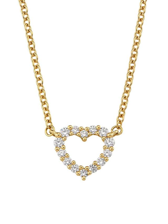 Womens Signature 18K Yellow Gold & 0.09-0.13 TCW Diamond Small Heart Pendant Necklace Product Image