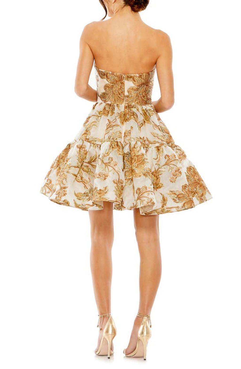 Strapless Brocade Minidress In Bronze Product Image