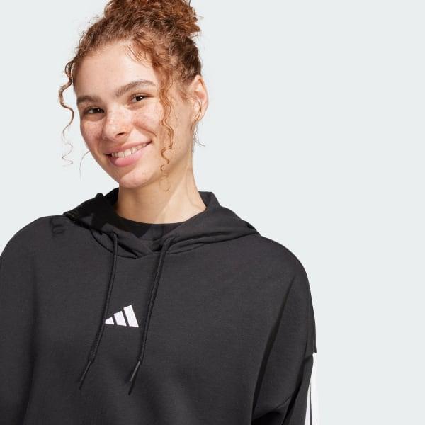 Essentials 3-Stripes French Terry Crop Hoodie Product Image