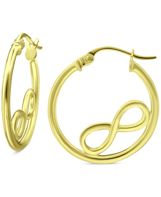 Aleure Precioso Sterling Silver Infinity Sign Center Hoop Earrings, Womens, Gold Tone Product Image