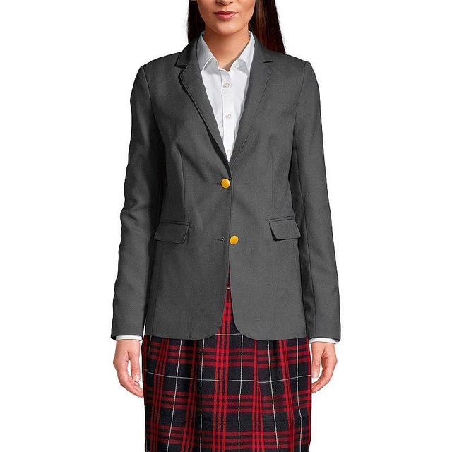 Womens Lands End School Uniform Hopsack 2-Button Blazer Jacket Grey Frost Product Image