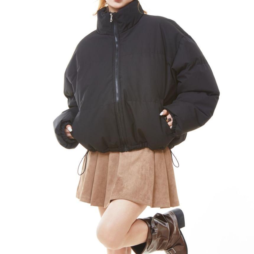 Stand Collar Plain Zipper Puffer Jacket Product Image