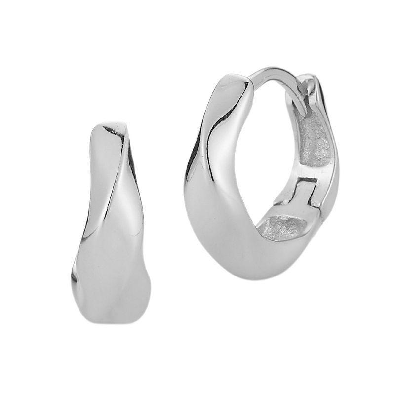 Sunkissed Sterling Wave Huggie Hoop Earrings, Womens, Silver Tone Product Image