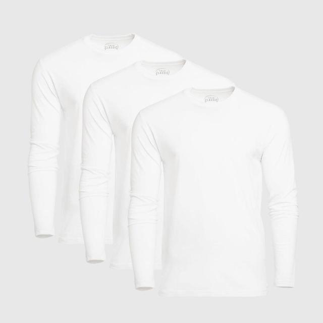 All White Long Sleeve Crew 3-Pack Product Image