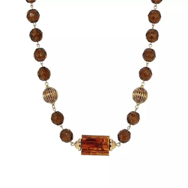 1928 Glass Bead Collar Necklace, Womens, Brown Product Image