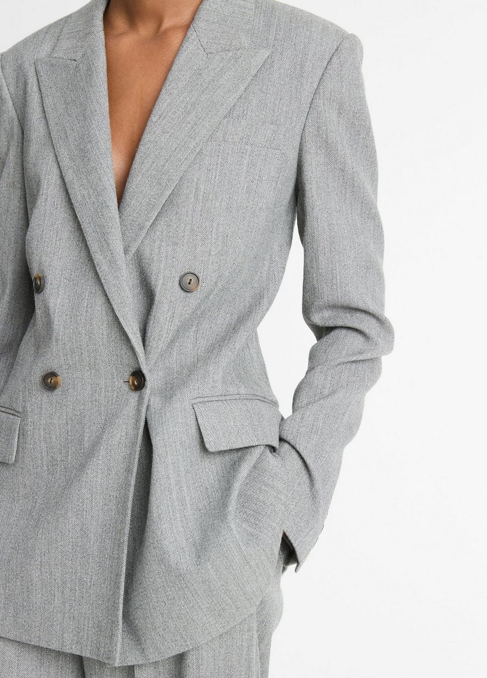 Womens Italian Wool-Blend Twill Double-Breasted Blazer, Dark Stone Grey, Size 00 Vince Product Image