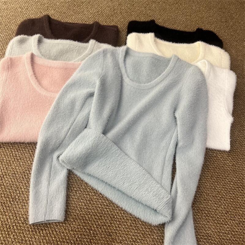 Long-Sleeve Crew Neck Plain Knit Top product image