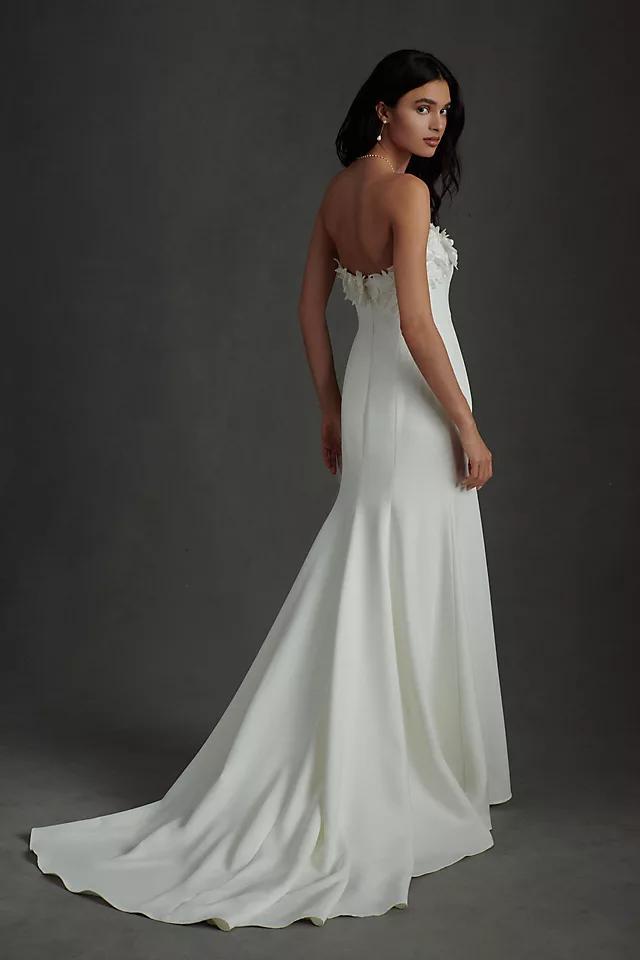 Jenny by Jenny Yoo Willow Strapless Floral-Detail Convertible Sheath Wedding Gown Product Image