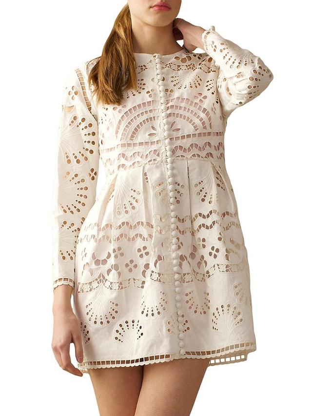 Womens Embroidered Drop-Waist Minidress Product Image