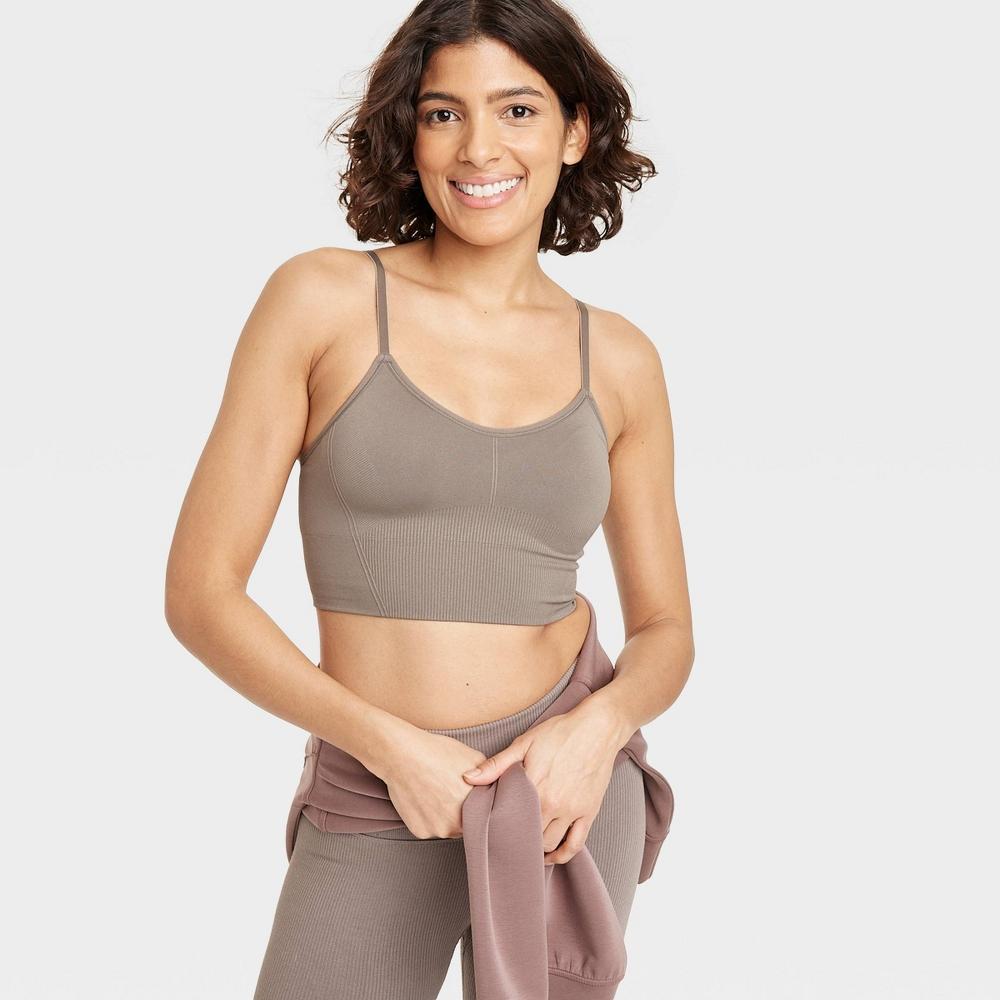 Womens Seamless Medium Support Cami Longline Sports Bra - All In Motion Taupe S product image