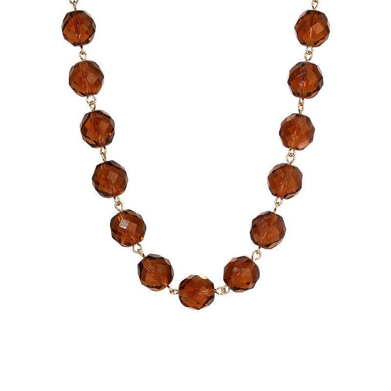 1928 Faceted Glass Bead Strand Necklace, Womens, Brown Product Image