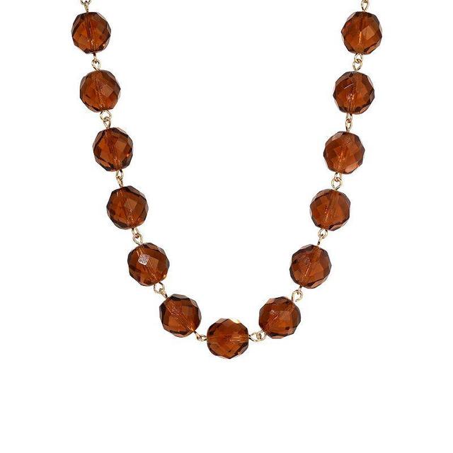 1928 Faceted Glass Bead Strand Necklace, Womens, Brown Product Image