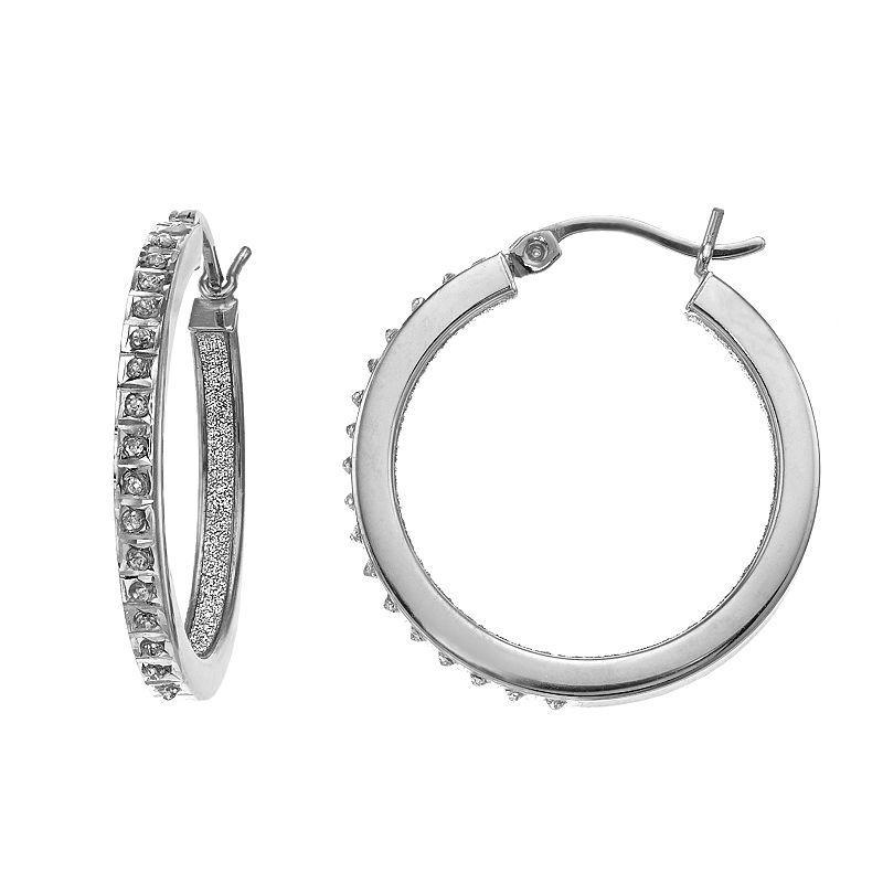 Diamond Mystique Sterling Silver Diamond Accent Round Hoop Earrings, Womens Product Image