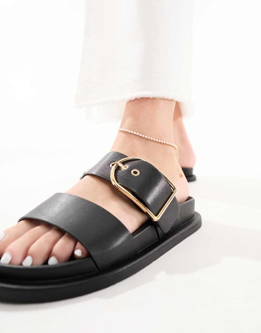 ASOS DESIGN Frozen double strap slider Product Image