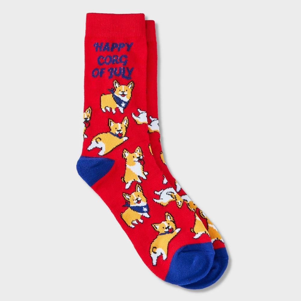 Womens Happy Corg of July Dog Crew Socks 4-10 Product Image