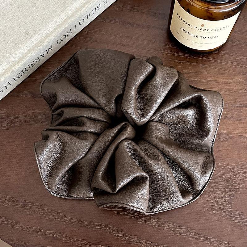 Faux Leather Plain Scrunchie Product Image