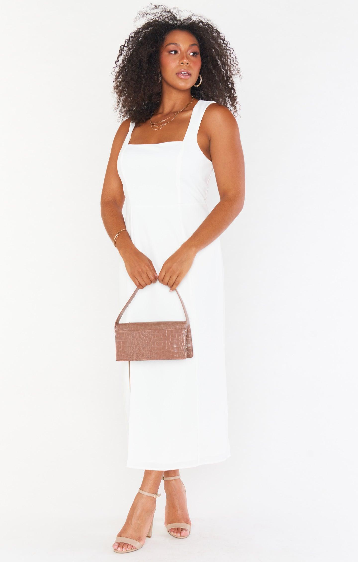 Eden Midi Dress ~ White Stretch Product Image