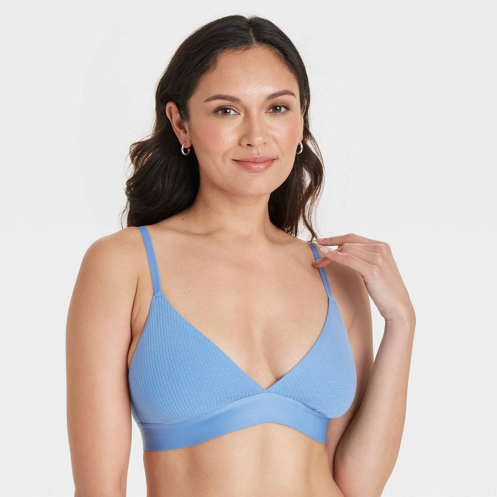 Womens Cotton Stretch Ribbed Triangle Bralette - Auden Blue Twilight XL Product Image