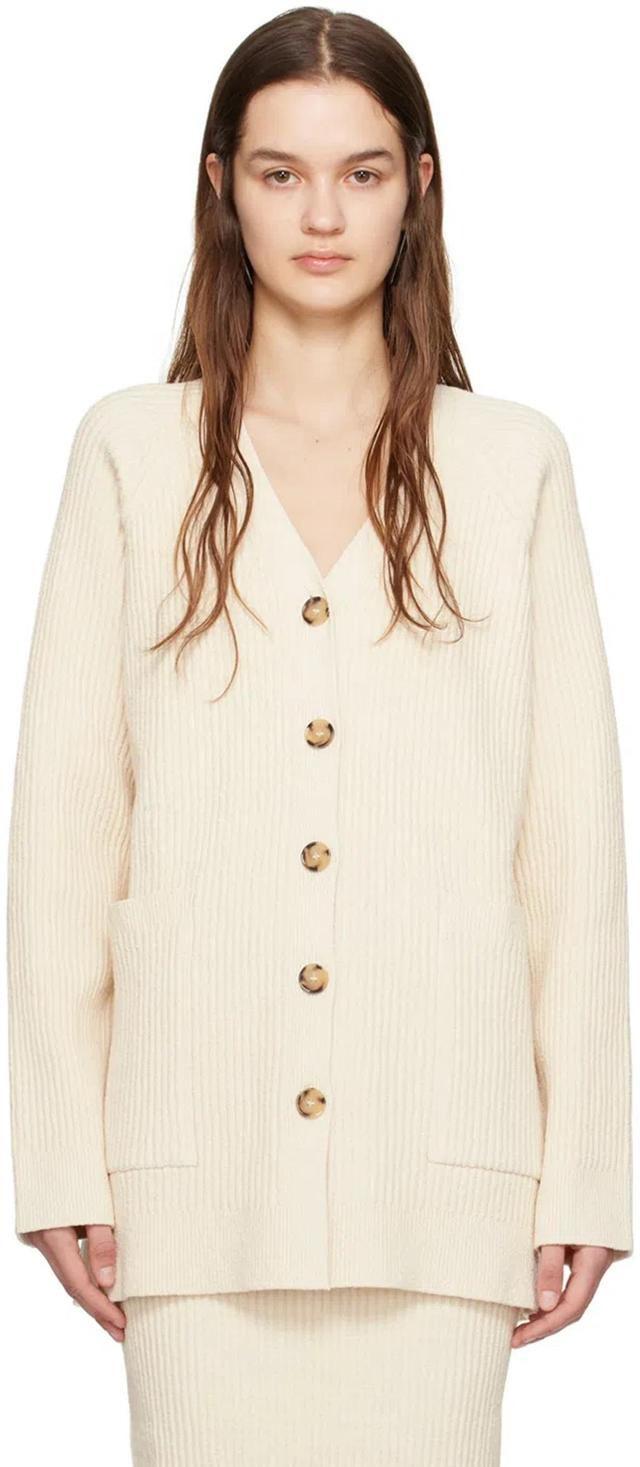 Off-white Button Cardigan In 116 Ecru Product Image