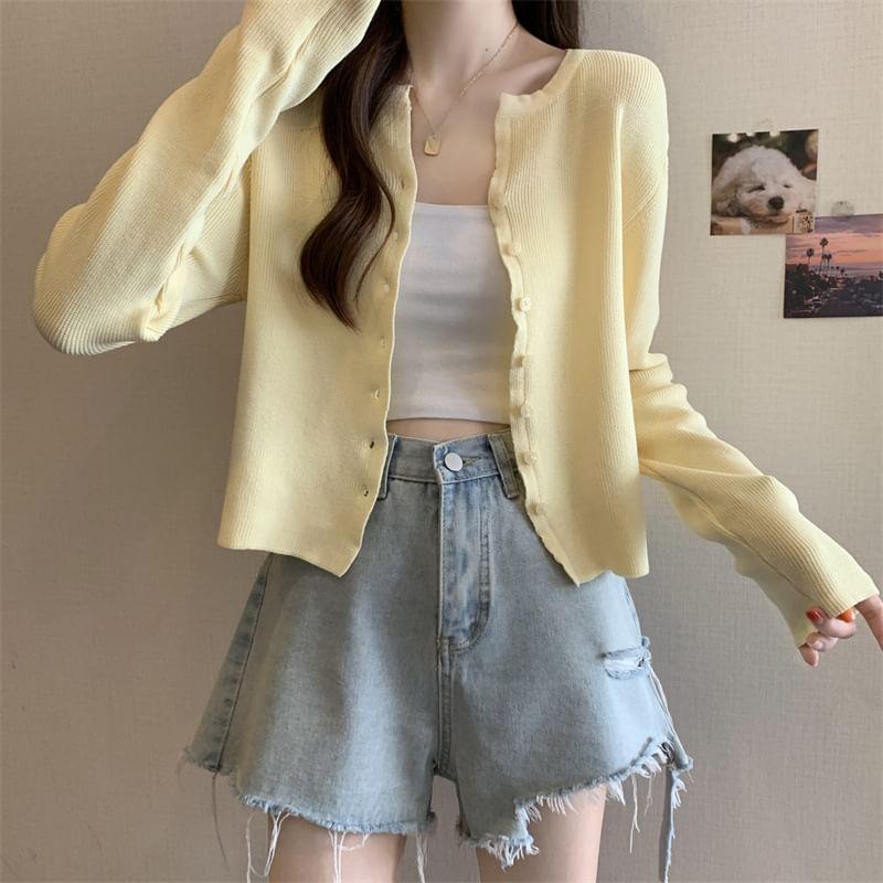 Plain Button-Up Cardigan Product Image