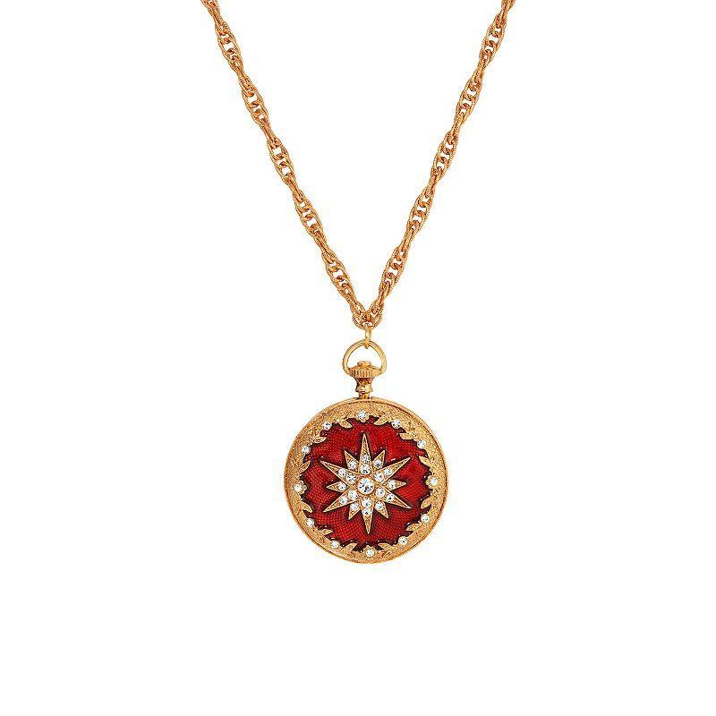 Symbols of Faith Enamel Crystal Star of Bethlehem Locket 28 Necklace, Womens, Red Product Image