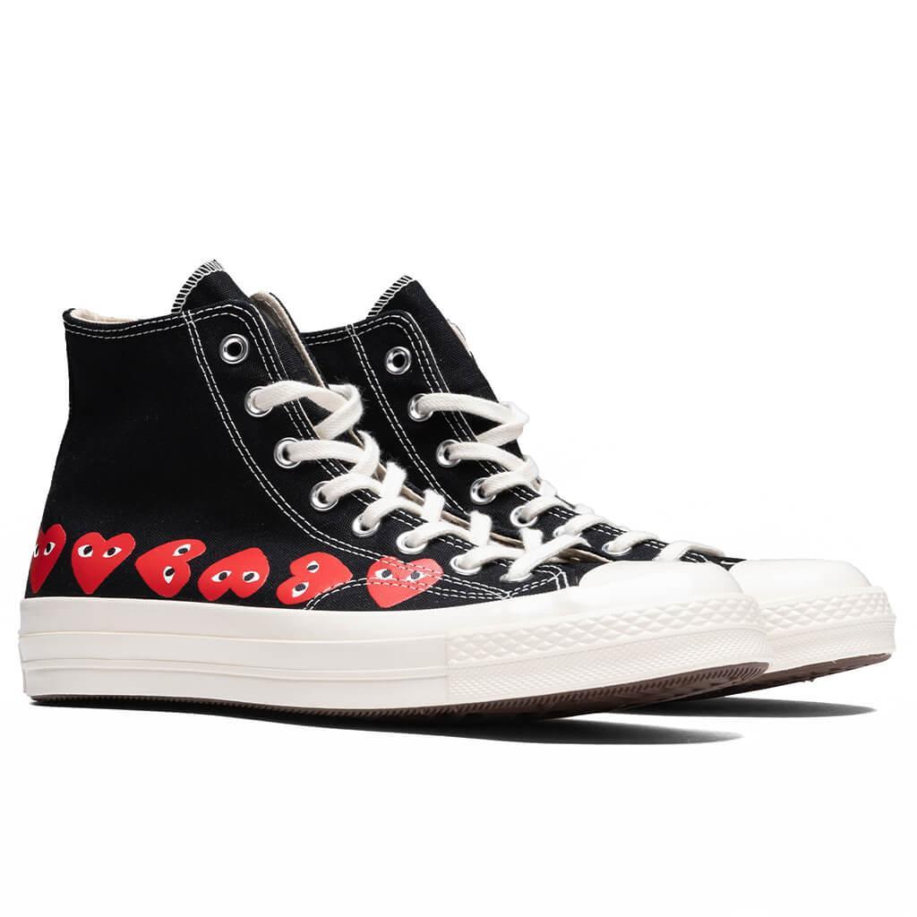 Converse x Comme Des Garcons PLAY All Star Chuck '70 Hi Multi Heart - Black/Red Male Product Image