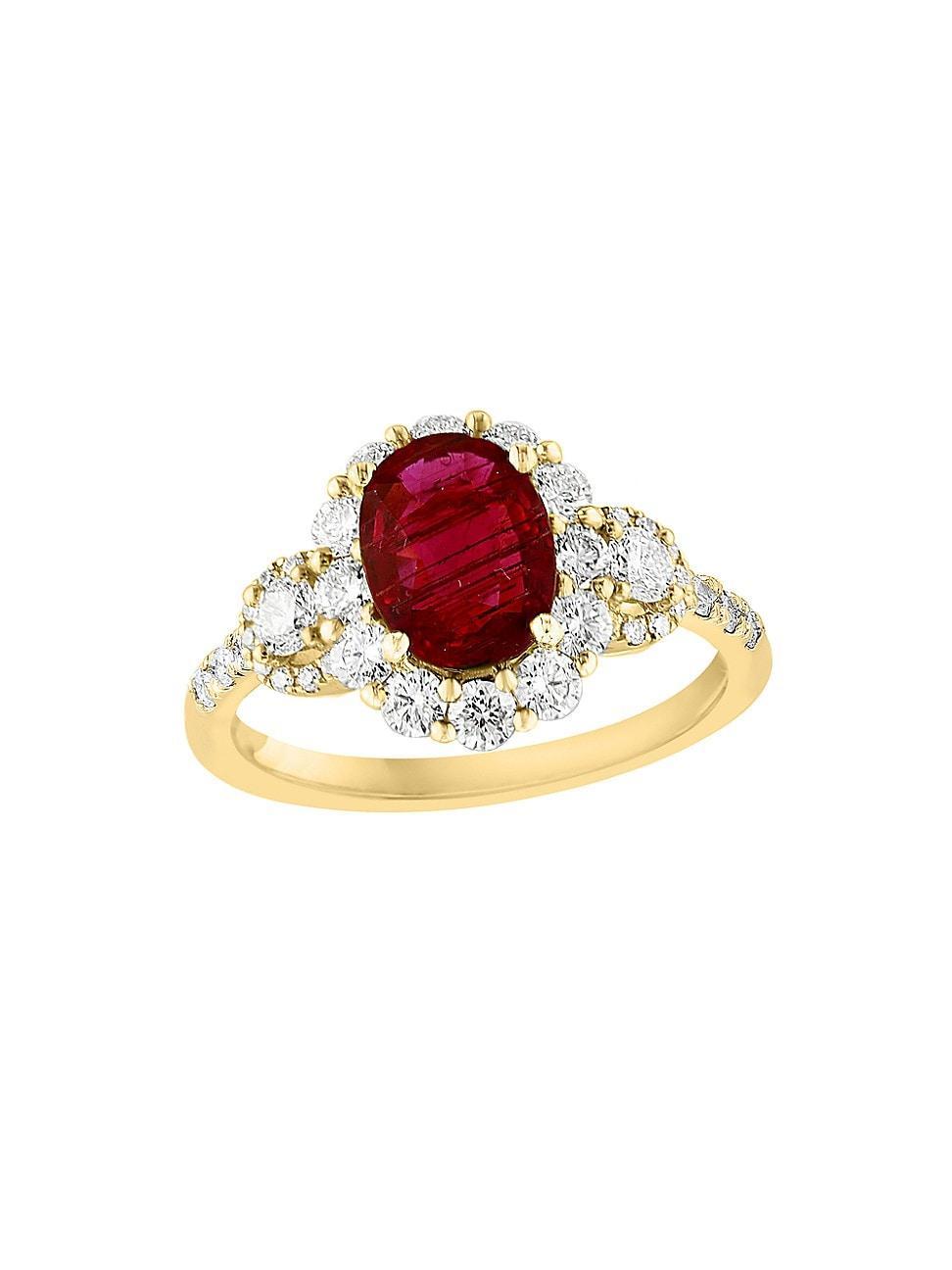 Womens 18K Yellow Gold, Ruby & 0.79 TCW Diamond Ring Product Image