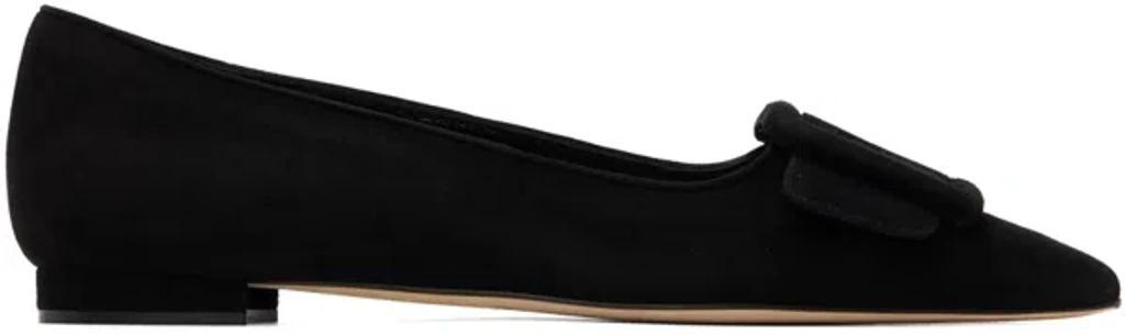 Maysale Suede Buckle Ballerina Flats In 0015 Black Product Image