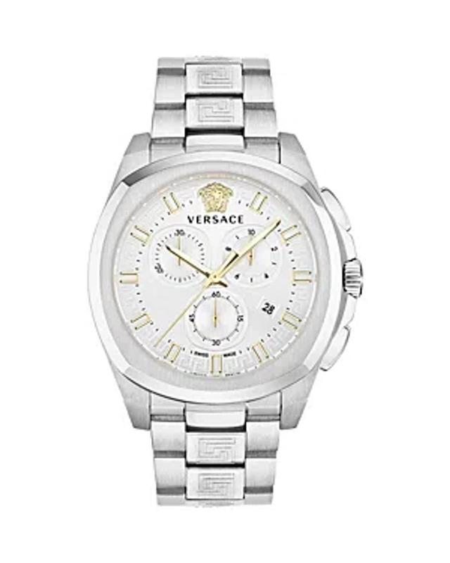 VERSACE Men's Swiss Chronograph Geo Stainless Steel Bracelet Watch 43mm Product Image