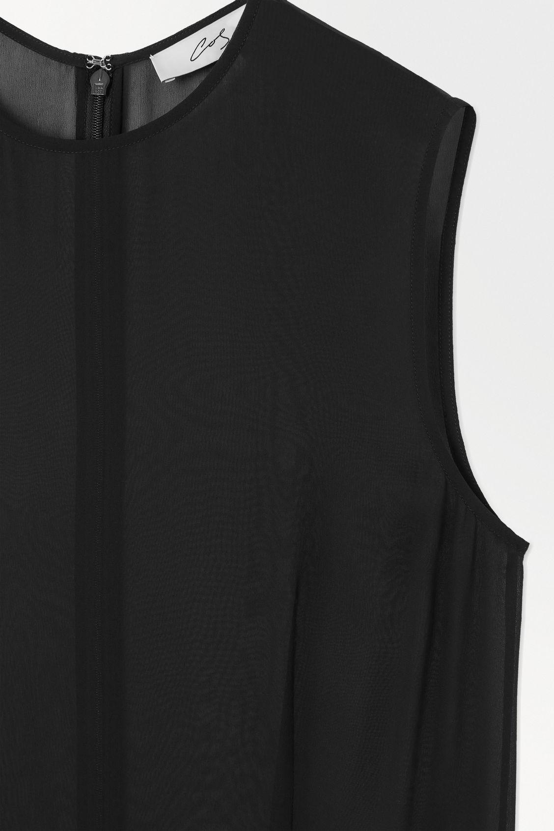 THE SHEER-PANEL SILK SHIFT DRESS Product Image