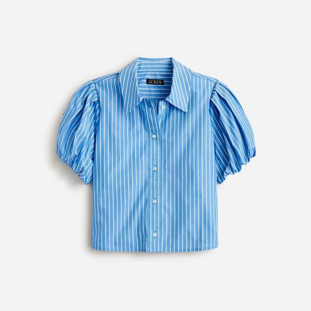 Gamine puff-sleeve shirt in stripe Product Image