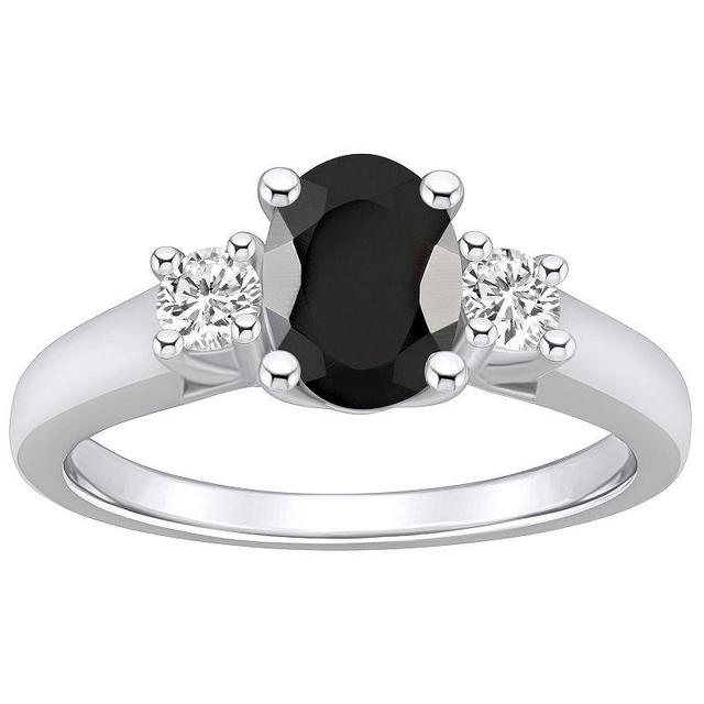 Alyson Layne 14k White Gold Oval Cut Onyx & 1/4 Carat T.W. Diamond Ring, Womens Black Product Image