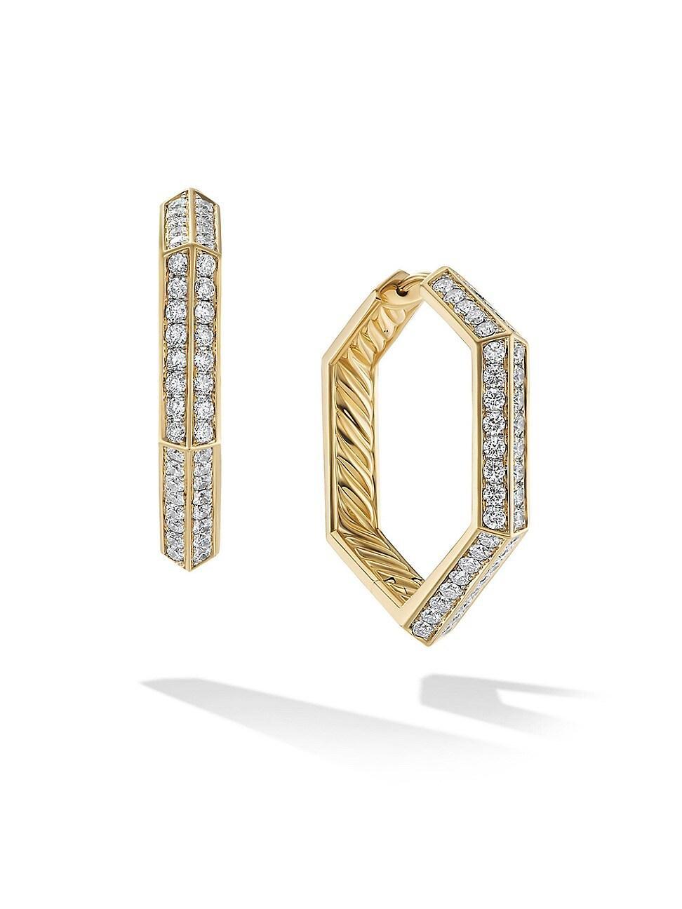 Womens Carlyle 18K Yellow Gold & Pav Diamonds Hoop Earrings Product Image