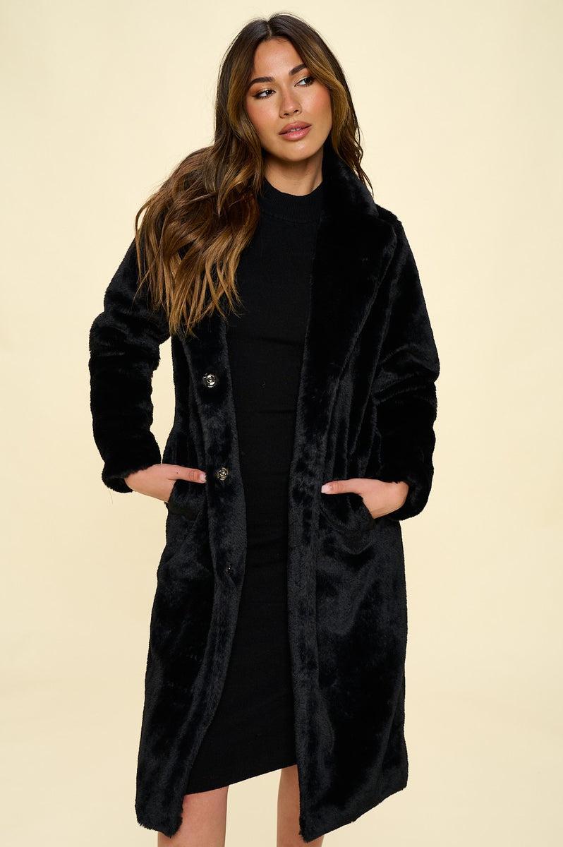 Faux Fur Long Trench Coat product image