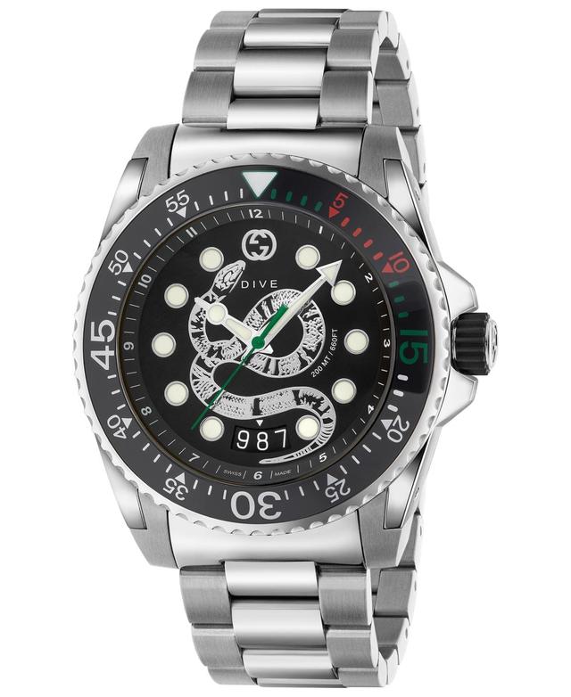 Mens Diver Gucci Dive 45MM Stainless Steel King Snake Dial with Bracelet Product Image