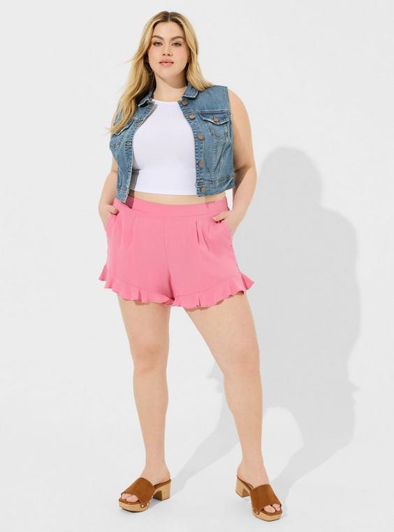 5 Inch Pull On Washable Gauze Ruffle Shorts Product Image