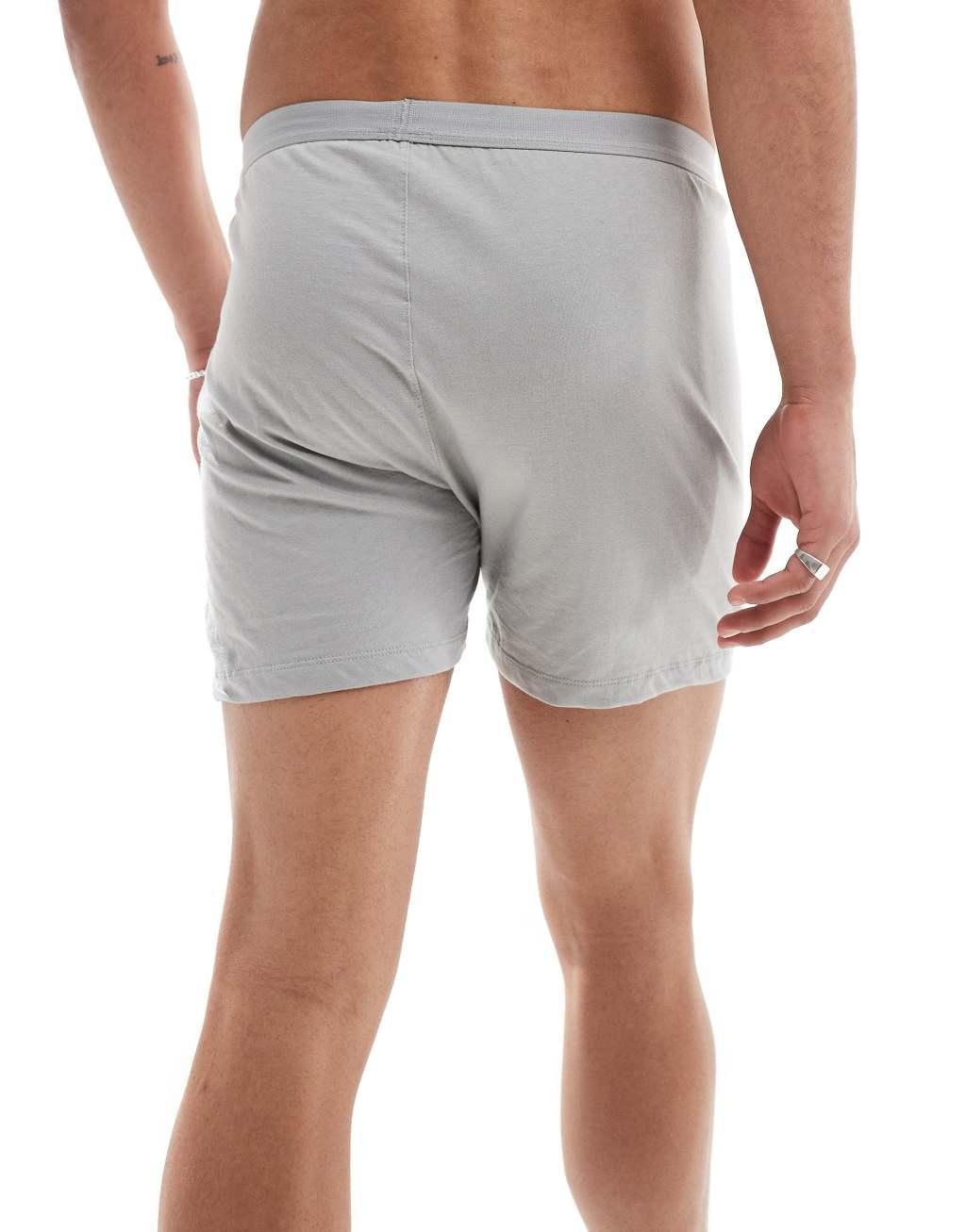 ASOS DESIGN 2 pack boxers in cream and gray Product Image